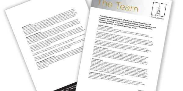 Brochure Insert - Development Team